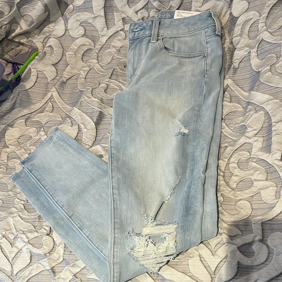 American Eagle, Light Wash, Distressed, Super Stretch, Denim Jeans, Size 4, Long - Picture 1 of 4